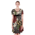 Seamless Vector Pattern Short Sleeve V-neck Flare Dress