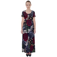 High Waist Short Sleeve Maxi Dress 