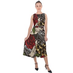 Midi Tie-Back Chiffon Dress 