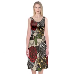 Seamless Vector Pattern Midi Sleeveless Dress from ArtsNow.com
