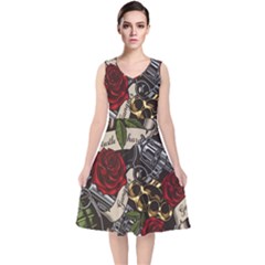 V-Neck Midi Sleeveless Dress  