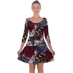 Quarter Sleeve Skater Dress 