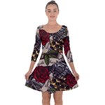 Seamless Vector Pattern Quarter Sleeve Skater Dress
