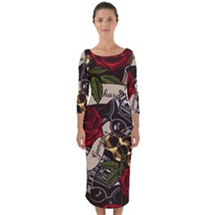 Quarter Sleeve Midi Bodycon Dress 
