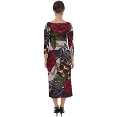 Quarter Sleeve Midi Bodycon Dress 