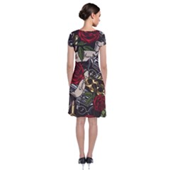 Short Sleeve Front Wrap Dress 