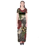 Seamless Vector Pattern Short Sleeve Maxi Dress
