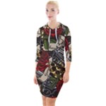 Seamless Vector Pattern Quarter Sleeve Hood Bodycon Dress