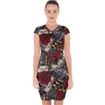 Seamless Vector Pattern Capsleeve Drawstring Dress 