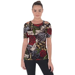Shoulder Cut Out Short Sleeve Top 