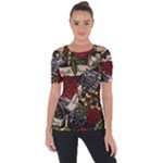 Seamless Vector Pattern Shoulder Cut Out Short Sleeve Top