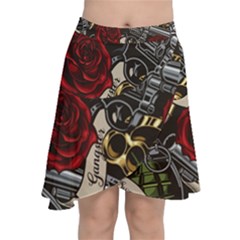 Chiffon Wrap Front Skirt 