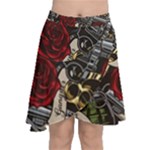 Seamless Vector Pattern Chiffon Wrap Front Skirt