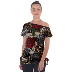 Off Shoulder Tie-Up T-Shirt 