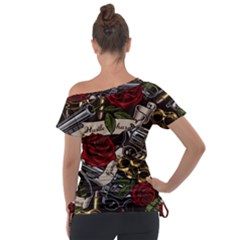 Off Shoulder Tie-Up T-Shirt 