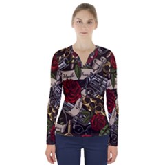 V-Neck Long Sleeve Top 