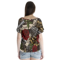 V-Neck Flutter Sleeve Top 
