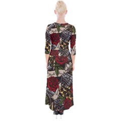 Quarter Sleeve Wrap Maxi Dress 