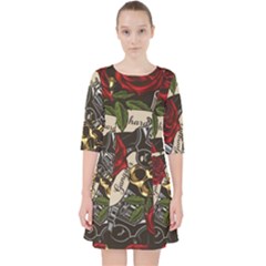 Quarter Sleeve Pocket Dress 