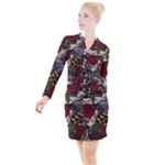 Seamless Vector Pattern Button Long Sleeve Dress