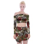 Seamless Vector Pattern Off Shoulder Top with Mini Skirt Set