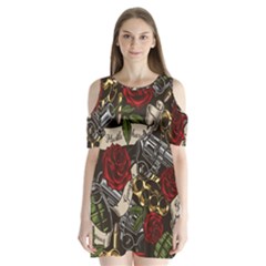 Seamless Vector Pattern Shoulder Cutout Velvet One Piece from ArtsNow.com