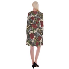 Long Sleeve Velvet Front Wrap Dress 