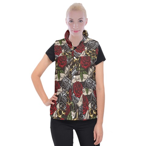 Seamless Vector Pattern Women s Button Up Vest from ArtsNow.com