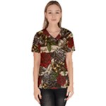 Seamless Vector Pattern Women s V-Neck Scrub Top