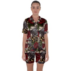 Satin Short Sleeve Pajamas Set 
