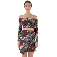 Off Shoulder Top with Skirt Set 