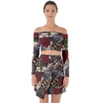 Seamless Vector Pattern Off Shoulder Top with Skirt Set