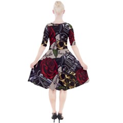 Quarter Sleeve A-Line Dress 