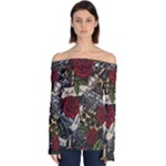 Seamless Vector Pattern Off Shoulder Long Sleeve Top