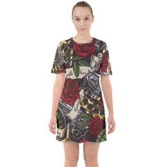 Sixties Short Sleeve Mini Dress 