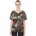 Seamless Vector Pattern V-Neck Dolman Drape Top