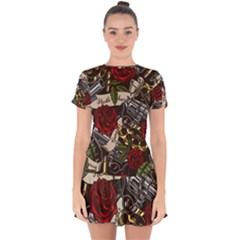 Drop Hem Mini Chiffon Dress 
