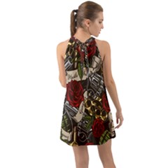 Halter Tie Back Chiffon Dress 