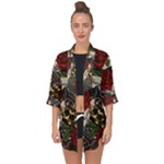 Seamless Vector Pattern Open Front Chiffon Kimono