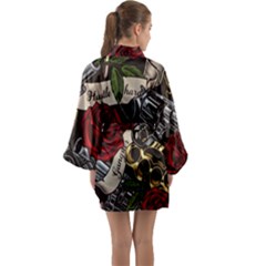 Long Sleeve Satin Kimono 