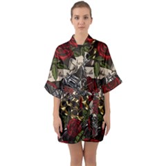 Half Sleeve Satin Kimono  