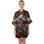 Seamless Vector Pattern Half Sleeve Satin Kimono 