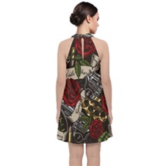 Velvet Halter Neckline Dress  