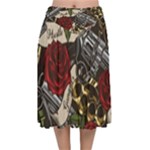 Seamless Vector Pattern Velvet Flared Midi Skirt