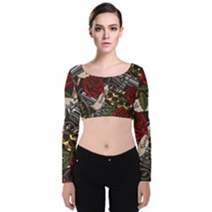 Velvet Long Sleeve Crop Top 
