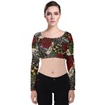 Seamless Vector Pattern Velvet Long Sleeve Crop Top