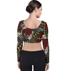 Velvet Long Sleeve Crop Top 