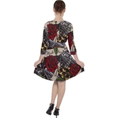 Quarter Sleeve Ruffle Waist Dress 