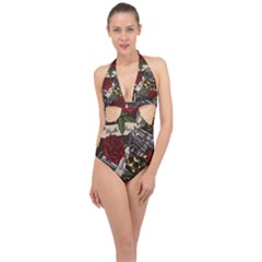 Halter Front Plunge Swimsuit 