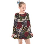 Seamless Vector Pattern Kids  Long Sleeve Dress